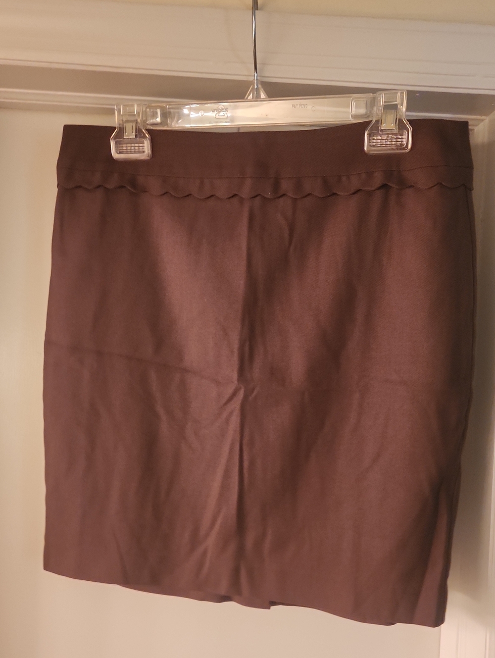LOFT Brown Scalloped Waist Pencil Skirt